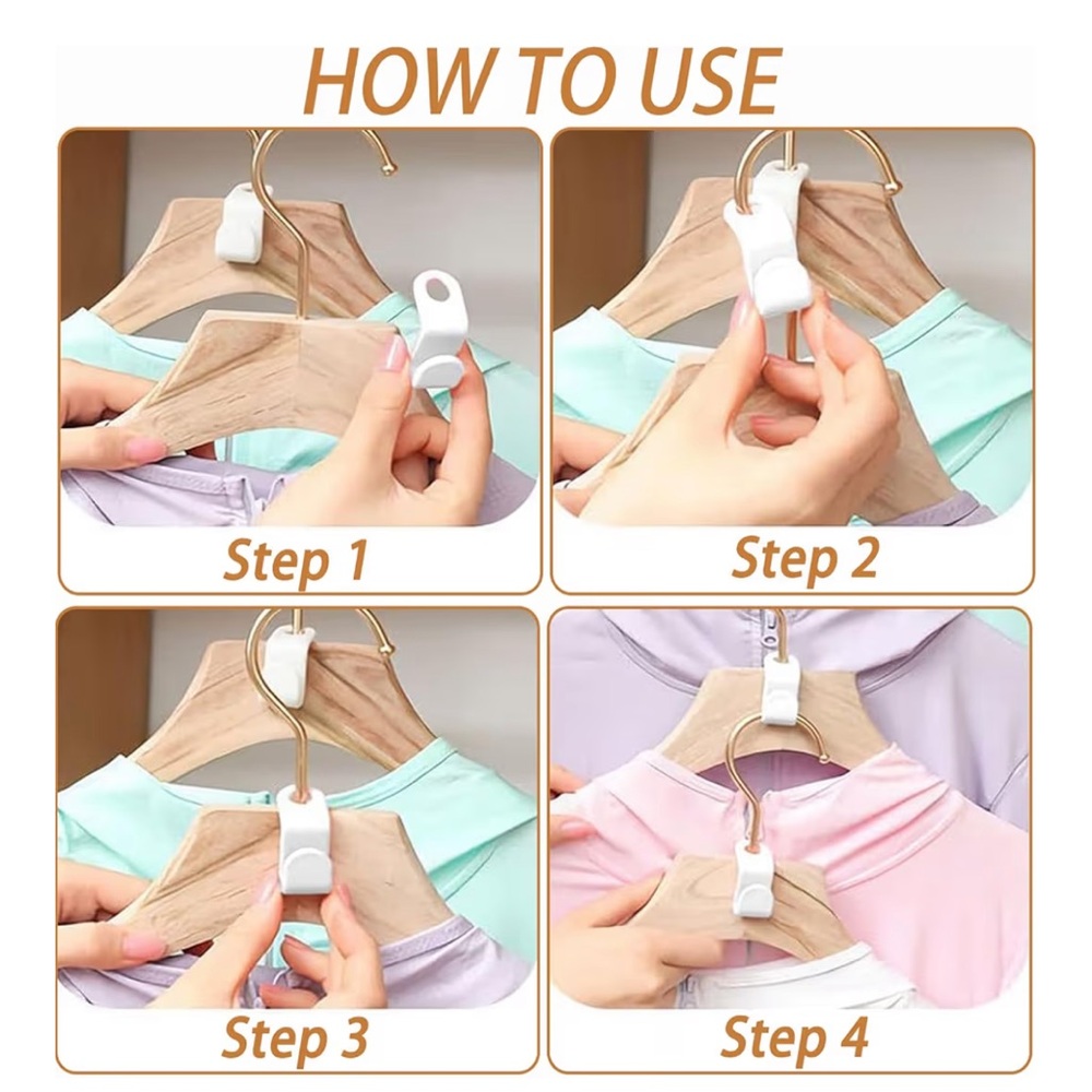 SPACE SAVING CASCADING HANGER HOOK FOR CLOTHES AND USE W/PLASTIC HANGERS AMT: 50 - Picture 5 of 8